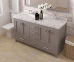 VHG GD-50060-CMSQ-GR-NM Caroline Avenue 60" Double Bath Vanity in Gray with Cultured Marble Quartz Top and Square Sinks