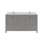 VHG GD-50060-CMSQ-GR-NM Caroline Avenue 60" Double Bath Vanity in Gray with Cultured Marble Quartz Top and Square Sinks