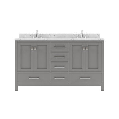VHG GD-50060-CMSQ-GR-NM Caroline Avenue 60" Double Bath Vanity in Gray with Cultured Marble Quartz Top and Square Sinks