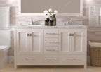 VHG GD-50060-CMSQ-WH-NM Caroline Avenue 60" Double Bath Vanity in White with Cultured Marble Quartz Top and Square Sinks