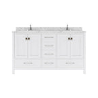 VHG GD-50060-CMSQ-WH-NM Caroline Avenue 60" Double Bath Vanity in White with Cultured Marble Quartz Top and Square Sinks