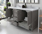 VHG GD-50060-DWQRO-GR-NM Caroline Avenue 60" Double Bath Vanity in Gray with White Quartz Top and Round Sinks