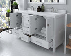 VHG GD-50060-DWQSQ-WH-NM Caroline Avenue 60" Double Bath Vanity in White with White Quartz Top and Square Sinks
