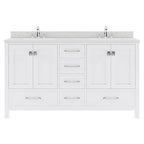 VHG GD-50060-DWQSQ-WH-NM Caroline Avenue 60" Double Bath Vanity in White with White Quartz Top and Square Sinks