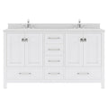 VHG GD-50060-DWQSQ-WH-NM Caroline Avenue 60" Double Bath Vanity in White with White Quartz Top and Square Sinks