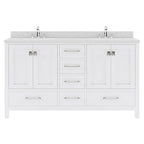 VHG GD-50060-DWQSQ-WH-NM Caroline Avenue 60" Double Bath Vanity in White with White Quartz Top and Square Sinks