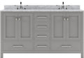 VHG GD-50060-WMRO-GR-NM Caroline Avenue 60" Double Bath Vanity in Gray with White Marble Top and Round Sinks
