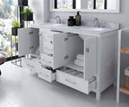 VHG GD-50060-WMRO-WH-NM Caroline Avenue 60" Double Bath Vanity in White with White Marble Top and Round Sinks