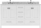 VHG GD-50060-WMRO-WH-NM Caroline Avenue 60" Double Bath Vanity in White with White Marble Top and Round Sinks