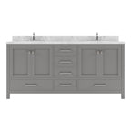 VHG GD-50072-CMRO-GR-NM Caroline Avenue 72" Double Bath Vanity in Gray with Cultured Marble Quartz Top and Round Sinks