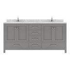 VHG GD-50072-CMRO-GR-NM Caroline Avenue 72" Double Bath Vanity in Gray with Cultured Marble Quartz Top and Round Sinks