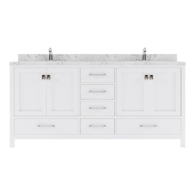 VHG GD-50072-CMRO-WH-NM Caroline Avenue 72" Double Bath Vanity in White with Cultured Marble Quartz Top and Round Sinks