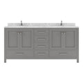 VHG GD-50072-CMSQ-GR-NM Caroline Avenue 72" Double Bath Vanity in Gray with Cultured Marble Quartz Top and Square Sinks