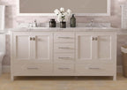 VHG GD-50072-CMSQ-WH-NM Caroline Avenue 72" Double Bath Vanity in White with Cultured Marble Quartz Top and Square Sinks