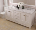 VHG GD-50072-CMSQ-WH-NM Caroline Avenue 72" Double Bath Vanity in White with Cultured Marble Quartz Top and Square Sinks