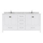 VHG GD-50072-CMSQ-WH-NM Caroline Avenue 72" Double Bath Vanity in White with Cultured Marble Quartz Top and Square Sinks