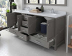 VHG GD-50072-DWQRO-GR-NM Caroline Avenue 72" Double Bath Vanity in Gray with White Quartz Top and Round Sinks