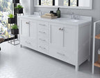 VHG GD-50072-DWQRO-WH-NM Caroline Avenue 72" Double Bath Vanity in White with White Quartz Top and Round Sinks