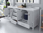 VHG GD-50072-DWQRO-WH-NM Caroline Avenue 72" Double Bath Vanity in White with White Quartz Top and Round Sinks