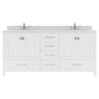 VHG GD-50072-DWQRO-WH-NM Caroline Avenue 72" Double Bath Vanity in White with White Quartz Top and Round Sinks