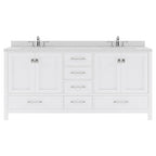 VHG GD-50072-DWQRO-WH-NM Caroline Avenue 72" Double Bath Vanity in White with White Quartz Top and Round Sinks