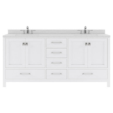 VHG GD-50072-DWQRO-WH-NM Caroline Avenue 72" Double Bath Vanity in White with White Quartz Top and Round Sinks