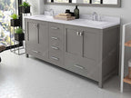 VHG GD-50072-DWQSQ-GR-NM Caroline Avenue 72" Double Bath Vanity in Gray with White Quartz Top and Square Sinks