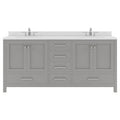 VHG GD-50072-DWQSQ-GR-NM Caroline Avenue 72" Double Bath Vanity in Gray with White Quartz Top and Square Sinks
