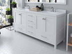 VHG GD-50072-DWQSQ-WH-NM Caroline Avenue 72" Double Bath Vanity in White with White Quartz Top and Square Sinks