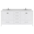 VHG GD-50072-DWQSQ-WH-NM Caroline Avenue 72" Double Bath Vanity in White with White Quartz Top and Square Sinks