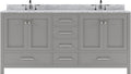 VHG GD-50072-WMRO-GR-NM Caroline Avenue 72" Double Bath Vanity in Gray with White Marble Top and Round Sinks