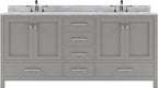 VHG GD-50072-WMRO-GR-NM Caroline Avenue 72" Double Bath Vanity in Gray with White Marble Top and Round Sinks