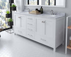 VHG GD-50072-WMRO-WH-NM Caroline Avenue 72" Double Bath Vanity in White with White Marble Top and Round Sinks