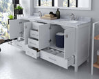 VHG GD-50072-WMRO-WH-NM Caroline Avenue 72" Double Bath Vanity in White with White Marble Top and Round Sinks