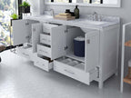 VHG GD-50072-WMSQ-WH-NM Caroline Avenue 72" Double Bath Vanity in White with White Marble Top and Square Sinks
