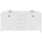 VHG GD-50072-WMSQ-WH-NM Caroline Avenue 72" Double Bath Vanity in White with White Marble Top and Square Sinks