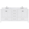 VHG GD-50072-WMSQ-WH-NM Caroline Avenue 72" Double Bath Vanity in White with White Marble Top and Square Sinks