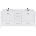 VHG GD-50072-WMSQ-WH-NM Caroline Avenue 72" Double Bath Vanity in White with White Marble Top and Square Sinks