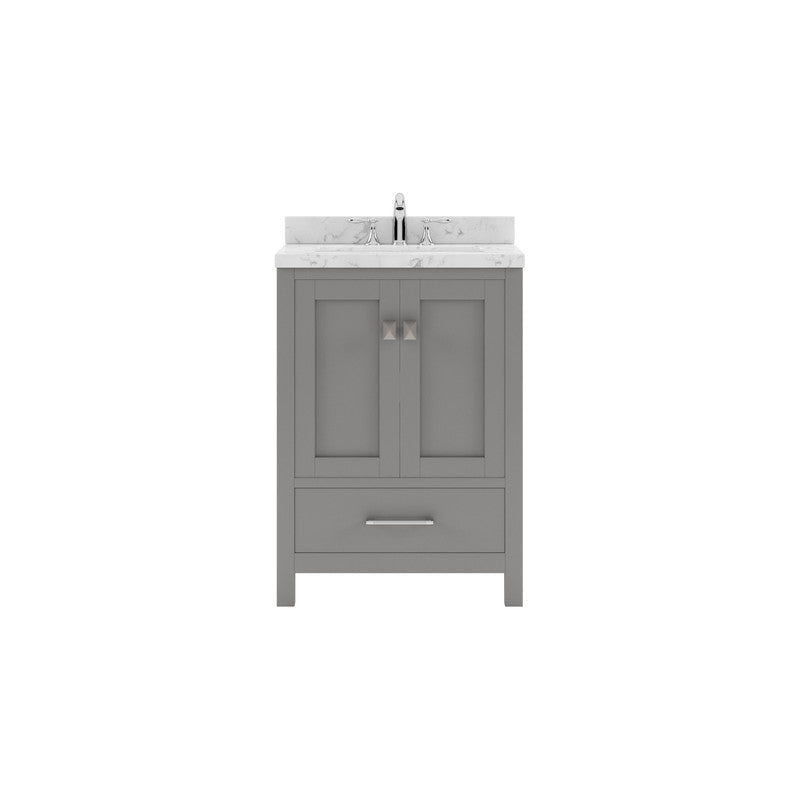 VHG GS-50024-CMSQ-GR-NM Caroline Avenue 24" Single Bath Vanity in Gray with Cultured Marble Quartz Top and Square Sink
