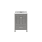 VHG GS-50024-CMSQ-GR-NM Caroline Avenue 24" Single Bath Vanity in Gray with Cultured Marble Quartz Top and Square Sink