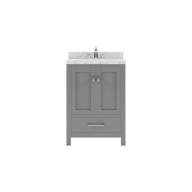 VHG GS-50024-CMSQ-GR-NM Caroline Avenue 24" Single Bath Vanity in Gray with Cultured Marble Quartz Top and Square Sink