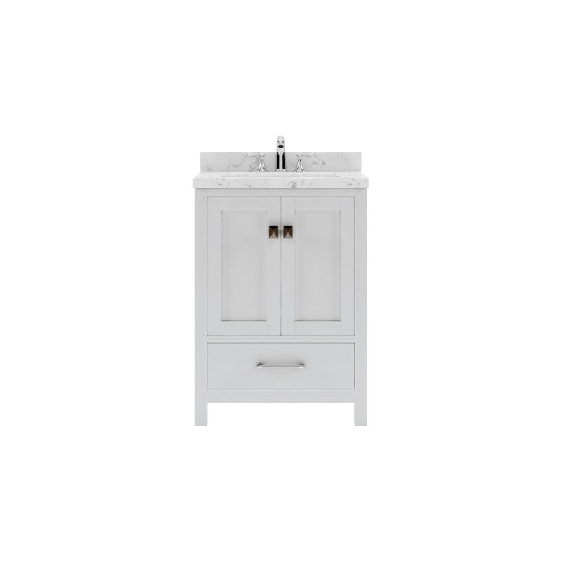 VHG GS-50024-CMSQ-WH-NM Caroline Avenue 24" Single Bath Vanity in White with Cultured Marble Quartz Top and Square Sink