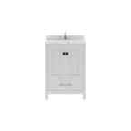 VHG GS-50024-CMSQ-WH-NM Caroline Avenue 24" Single Bath Vanity in White with Cultured Marble Quartz Top and Square Sink