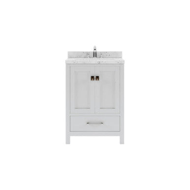 VHG GS-50024-CMSQ-WH-NM Caroline Avenue 24" Single Bath Vanity in White with Cultured Marble Quartz Top and Square Sink