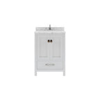 VHG GS-50024-CMSQ-WH-NM Caroline Avenue 24" Single Bath Vanity in White with Cultured Marble Quartz Top and Square Sink