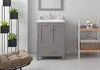 VHG GS-50024-DWQRO-GR-NM Caroline Avenue 24" Single Bath Vanity in Gray with White Quartz Top and Round Sink