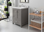 VHG GS-50024-DWQRO-GR-NM Caroline Avenue 24" Single Bath Vanity in Gray with White Quartz Top and Round Sink