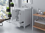 VHG GS-50024-DWQRO-WH-NM Caroline Avenue 24" Single Bath Vanity in White with White Quartz Top and Round Sink
