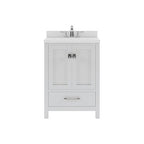 VHG GS-50024-DWQRO-WH-NM Caroline Avenue 24" Single Bath Vanity in White with White Quartz Top and Round Sink