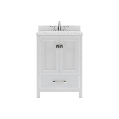 VHG GS-50024-DWQRO-WH-NM Caroline Avenue 24" Single Bath Vanity in White with White Quartz Top and Round Sink